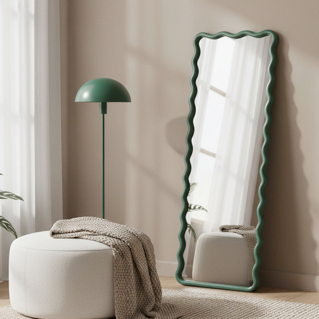 Ripple Wavy Wooden Full Length Mirror 160cm - Sage