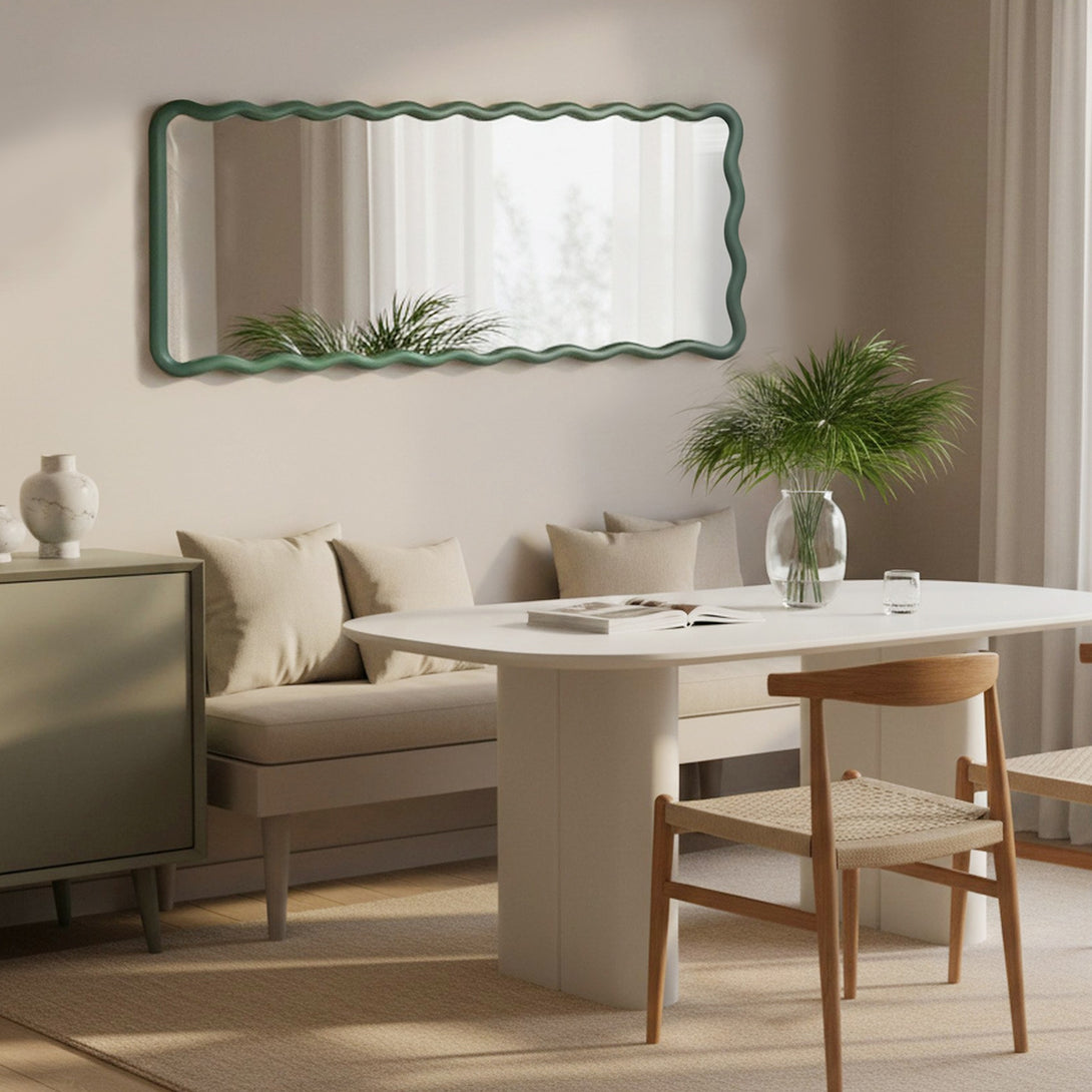 Ripple Wavy Wooden Full Length Mirror 160cm - Sage
