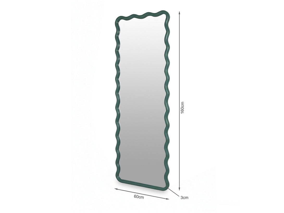 Ripple Wavy Wooden Full Length Mirror 160cm - Sage