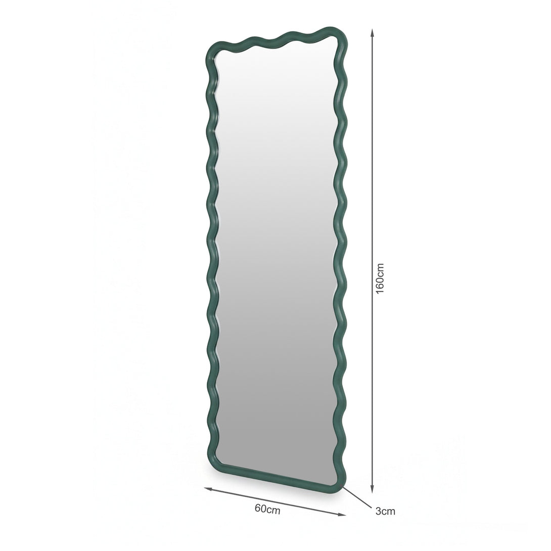 Ripple Wavy Wooden Full Length Mirror 160cm - Sage