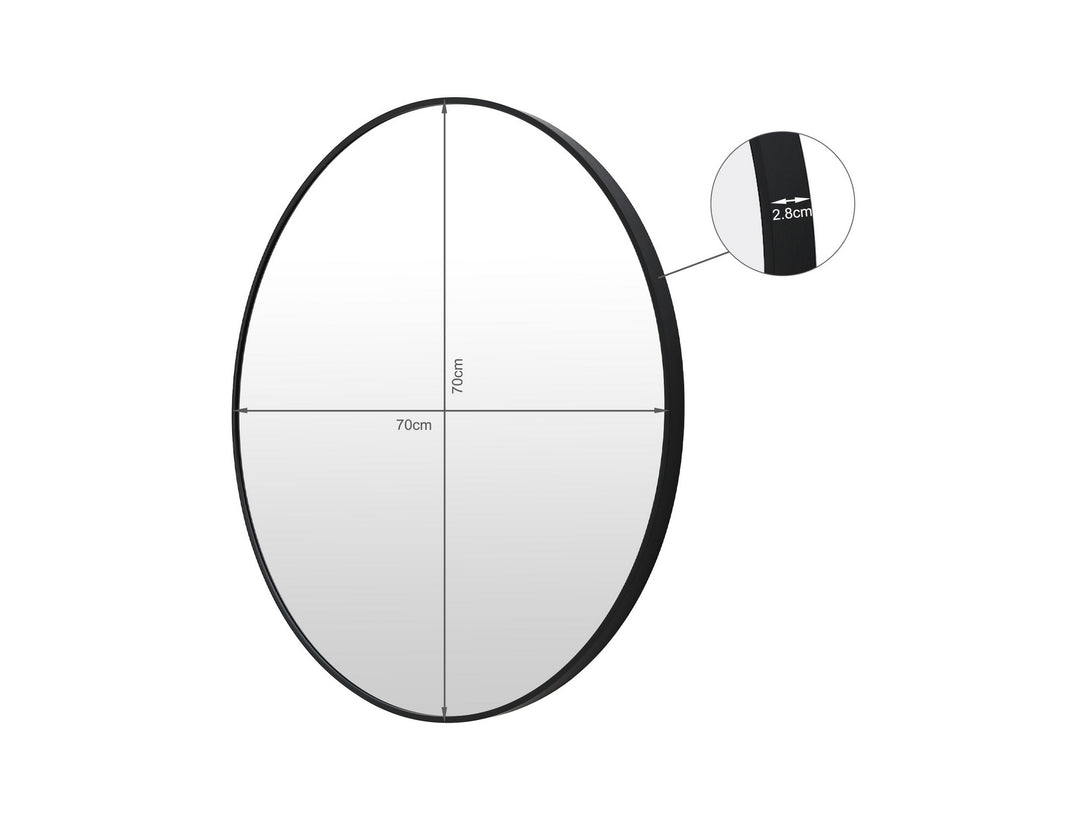 Nova Round Metal Framed Wall Mirror 70cm - Black