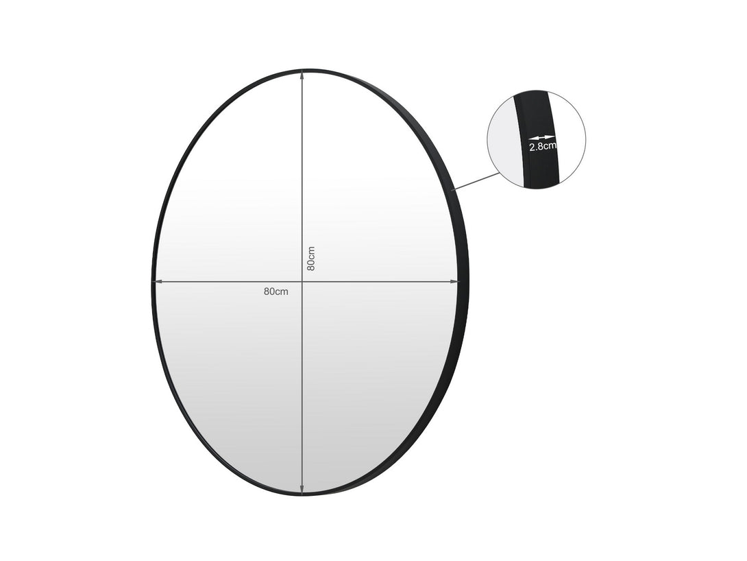 Nova Round Metal Framed Wall Mirror 80cm - Black