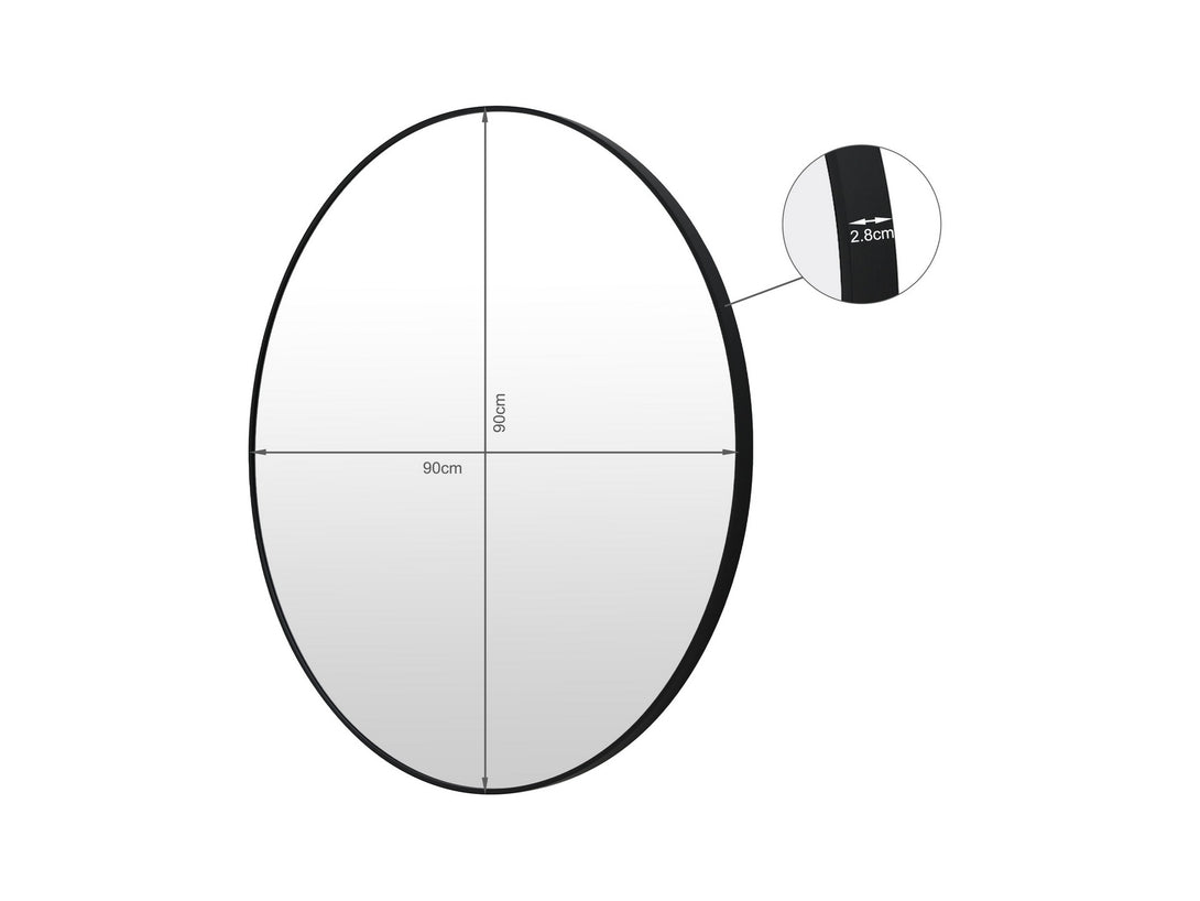 Nova Round Metal Framed Wall Mirror 90cm - Black