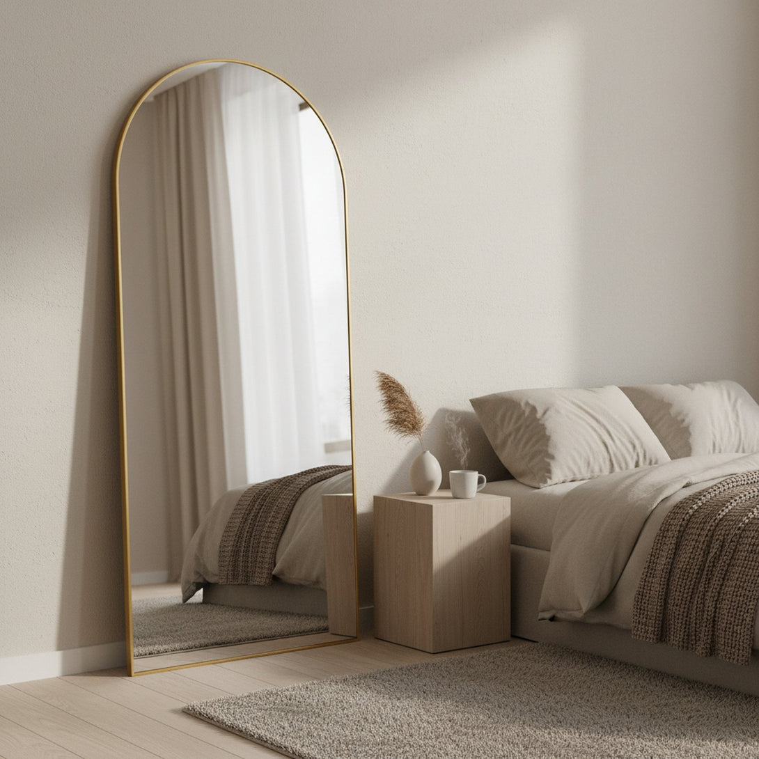 Archie Metal Arched Full Length Mirror - Gold