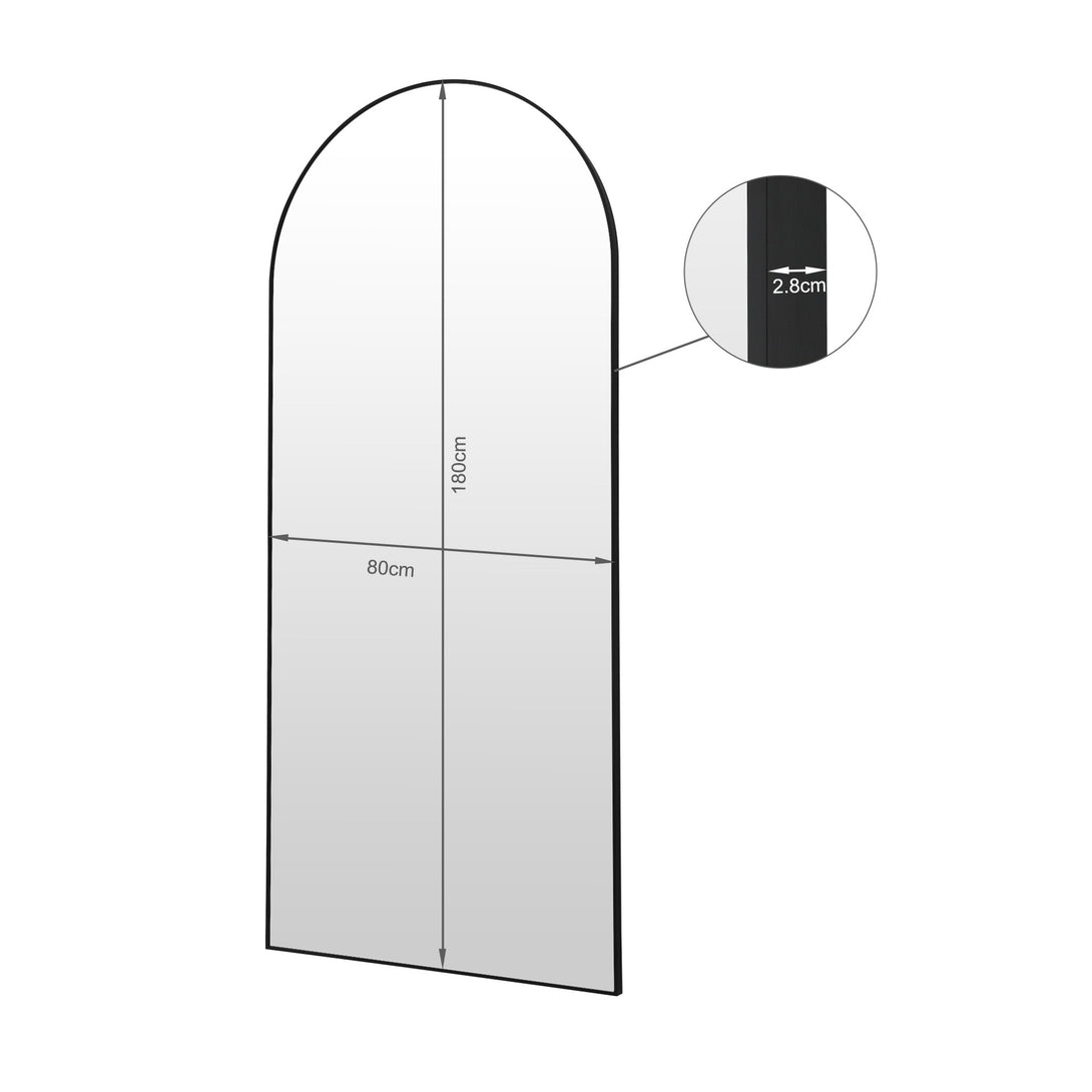 Archie Metal Arched Full Length Mirror - Black