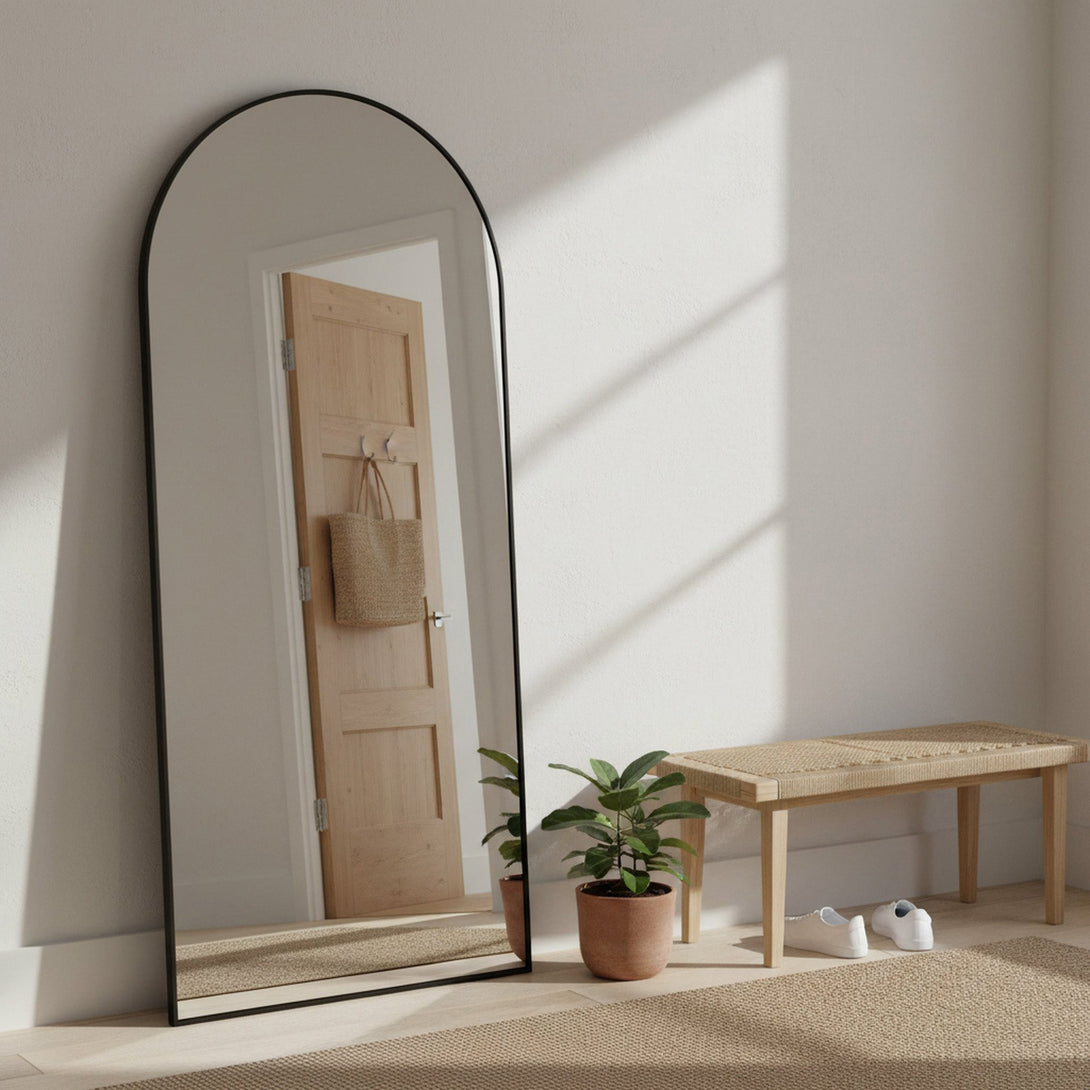Alto Metal Arched Full Length Mirror - Black