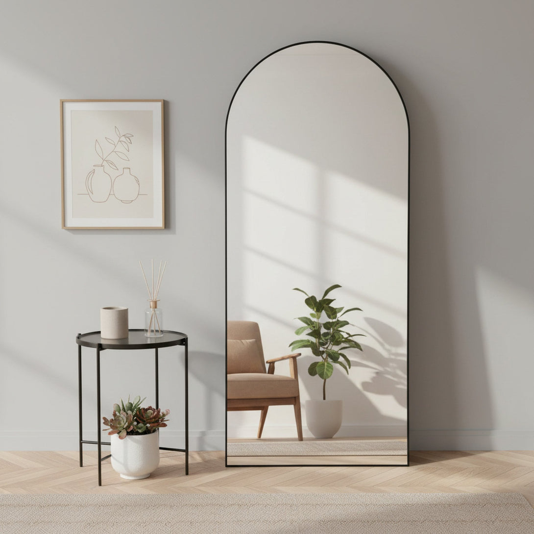 Alto Metal Arched Full Length Mirror - Black