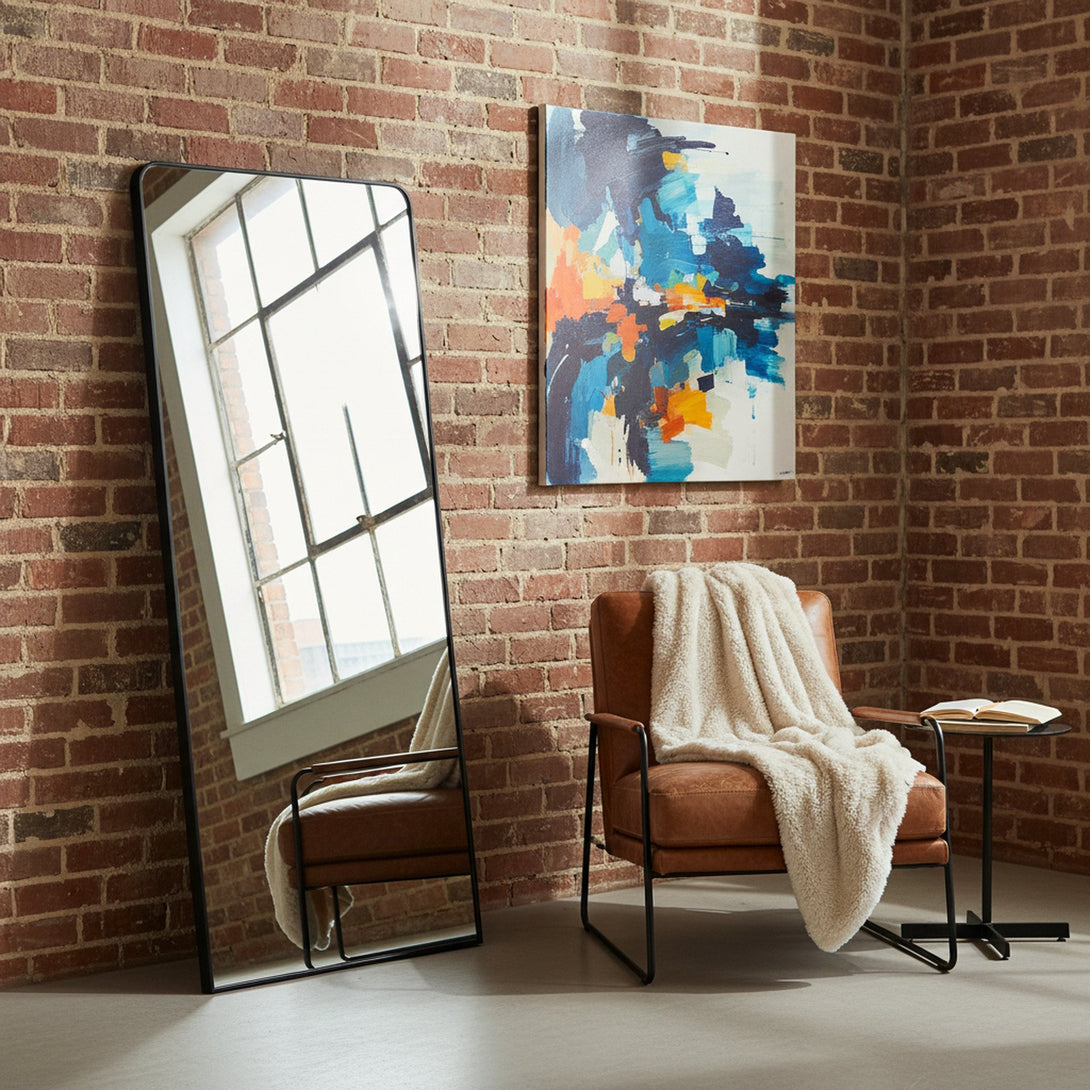 Frame Full Length Metal Wall Mirror - Black