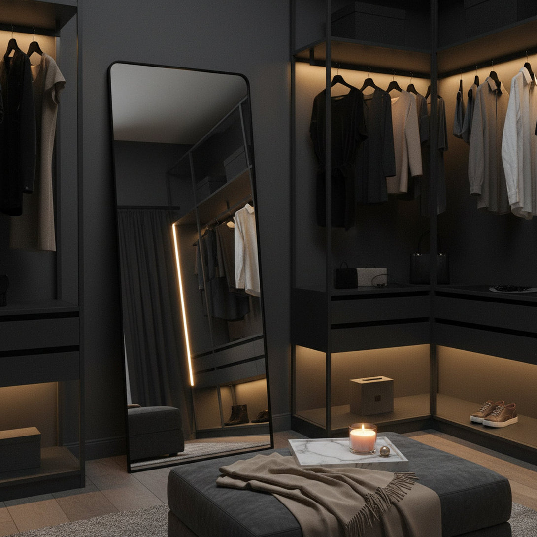 Frame Full Length Metal Wall Mirror - Black