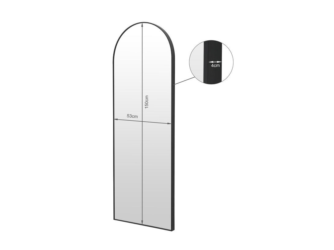 Stella Arched Freestanding Metal Mirror - Black