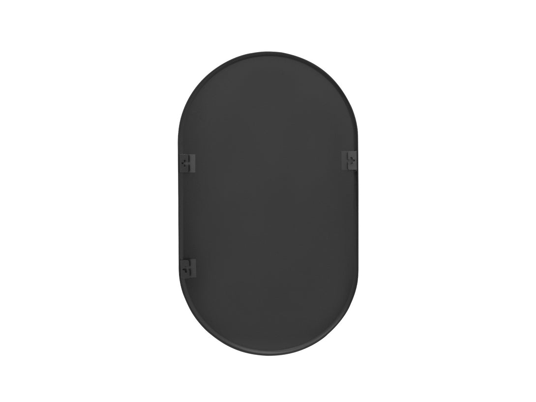Luna Oval Metal Framed Wall Mirror - Black