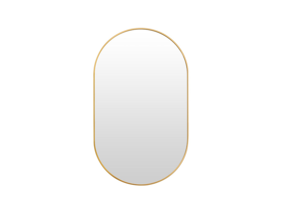 Luna Oval Metal Framed Wall Mirror - Gold
