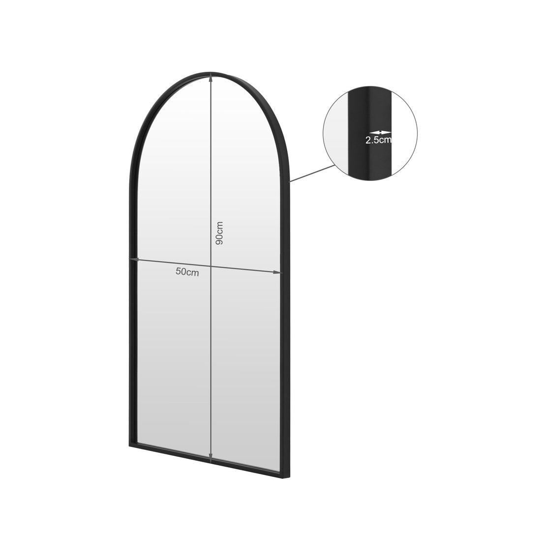 Luna Arched Metal Wall Mirror - Black