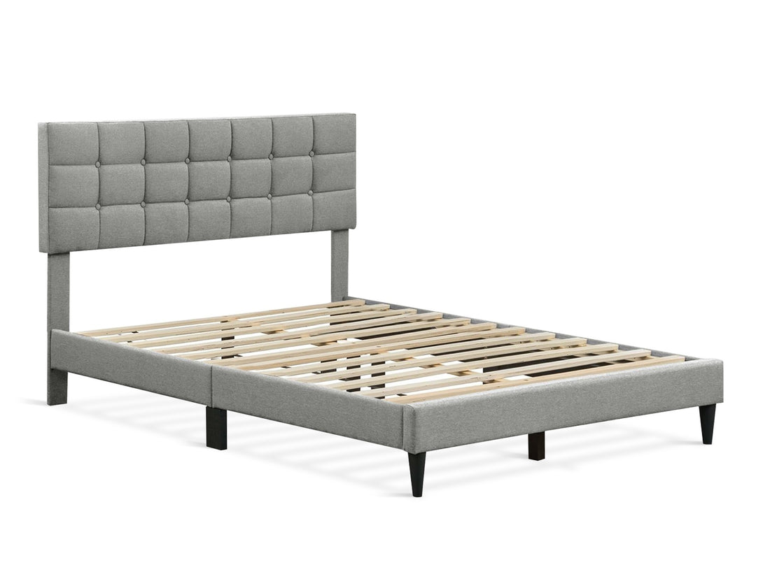 Aspen Queen Fabric Bed Frame - Stone