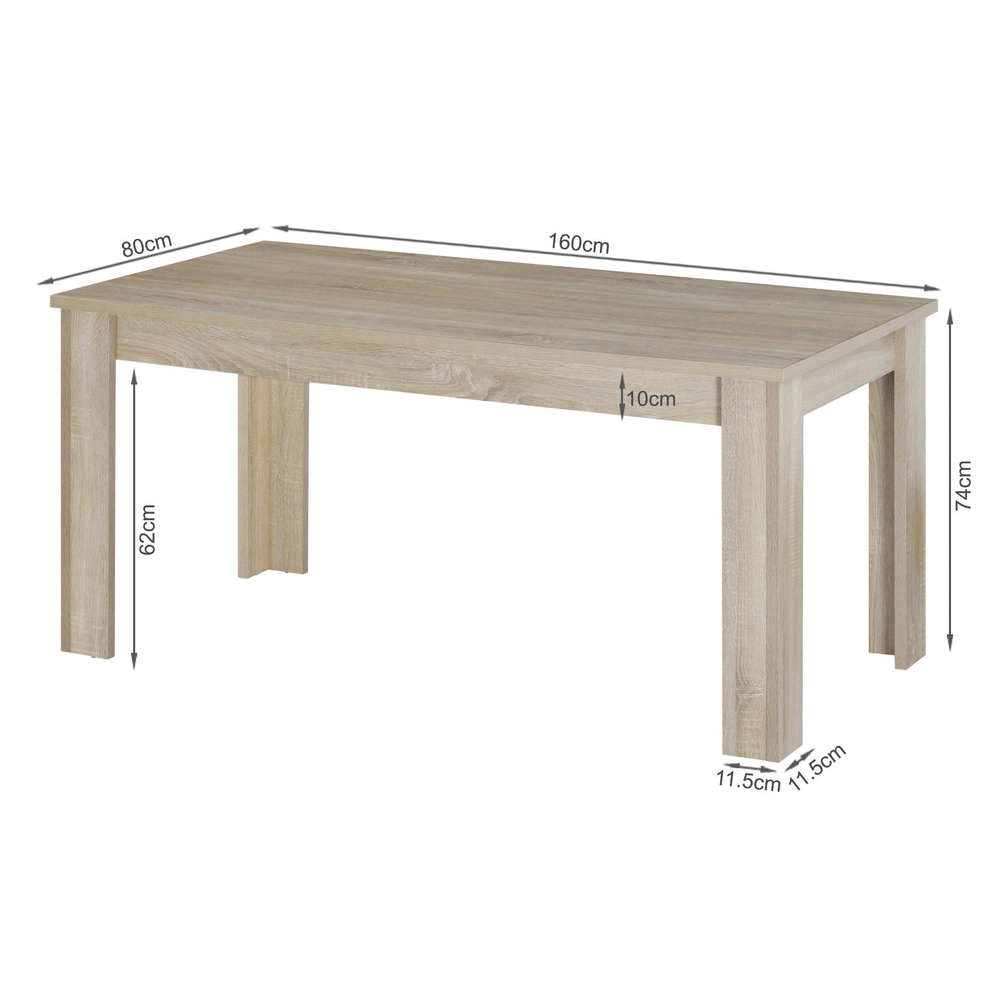AZAR Dining Table Rectangle 160x80cm - OAK