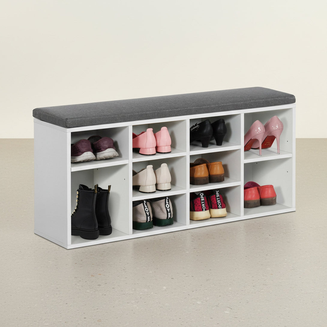 HIKAKA Shoe Cabinet Shoe Bench - White