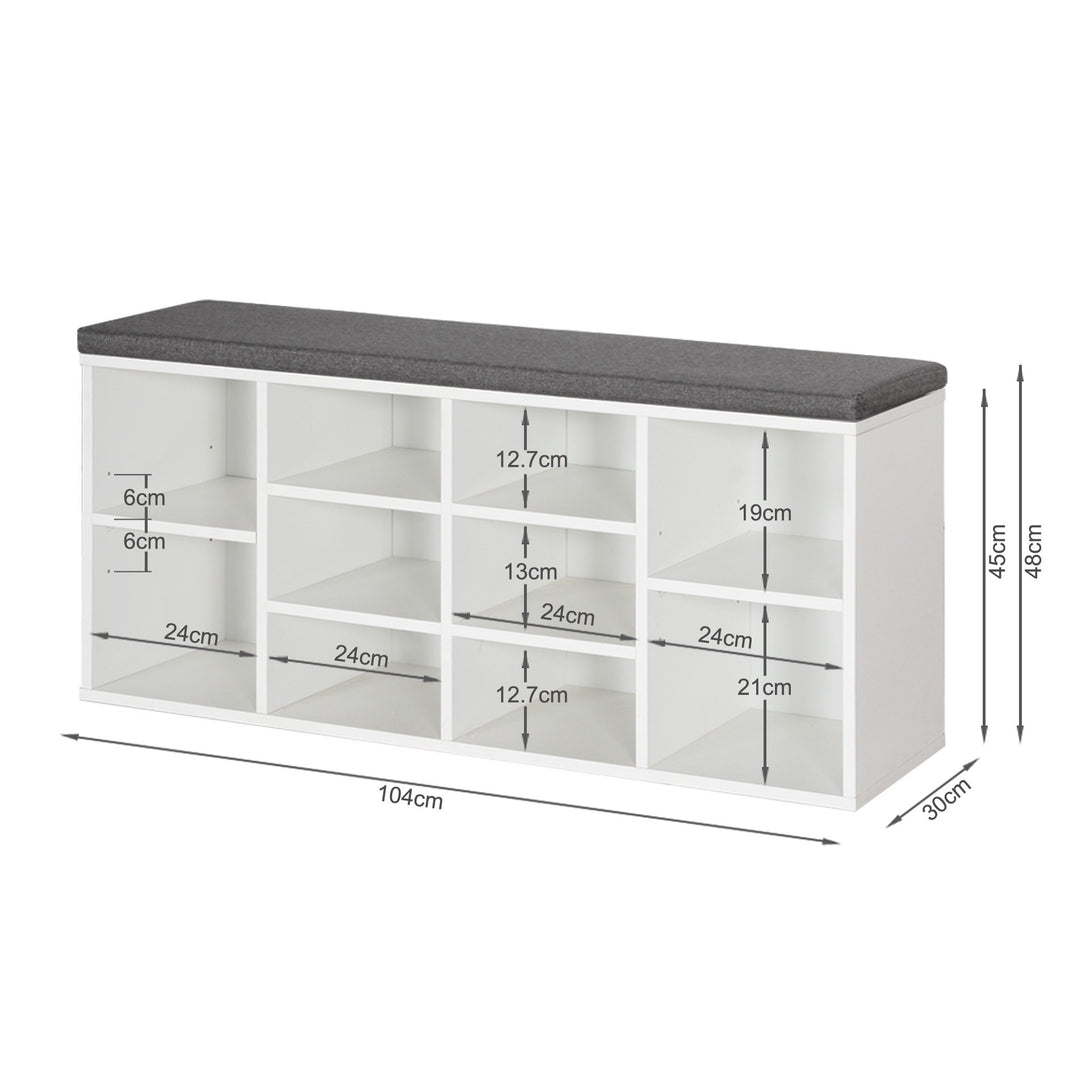 HIKAKA Shoe Cabinet Shoe Bench - White