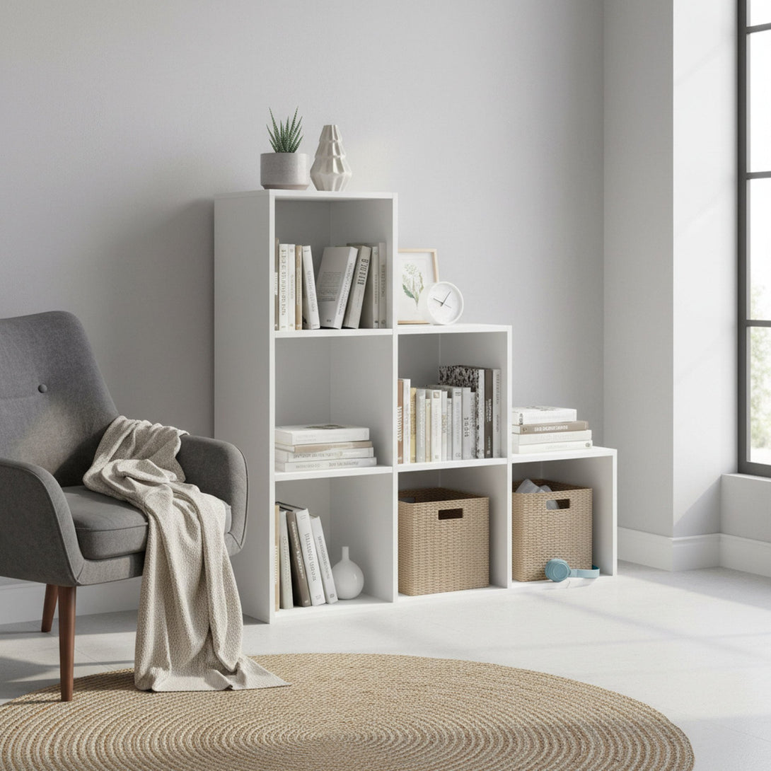 TANA 6 Cube Square Bookshelf - White
