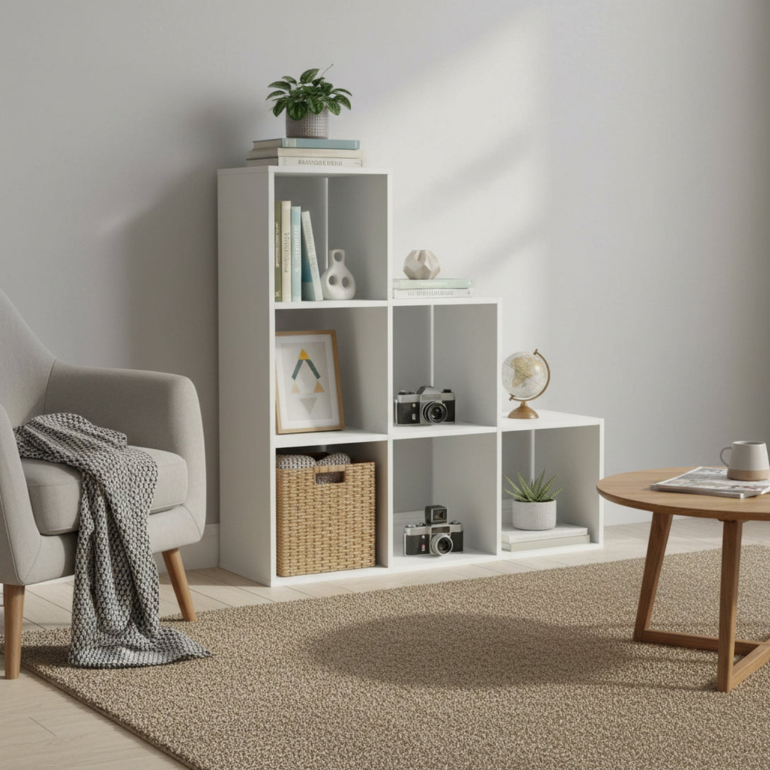 TANA 6 Cube Square Bookshelf - White