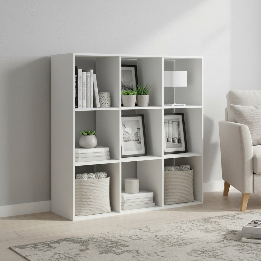 KIVU 9 Cube Square Bookshelf - White