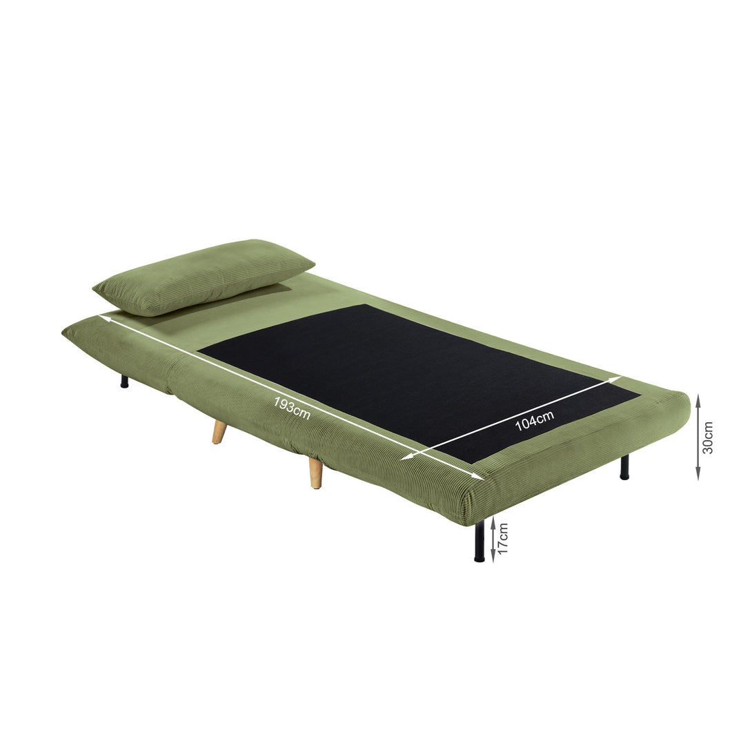 Hastings 1 Seater Fold-Out Sofa Bed - Olive