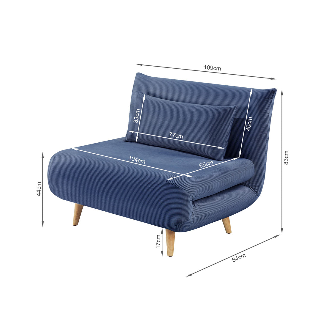 Hastings 1 Seater Fold-Out Sofa Bed - Navy Blue