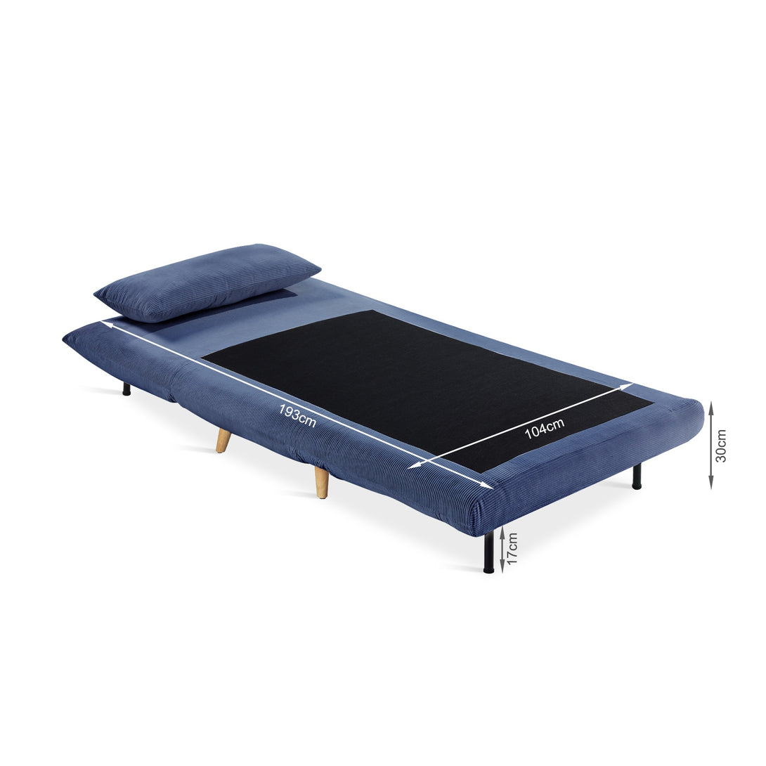 Hastings 1 Seater Fold-Out Sofa Bed - Navy Blue