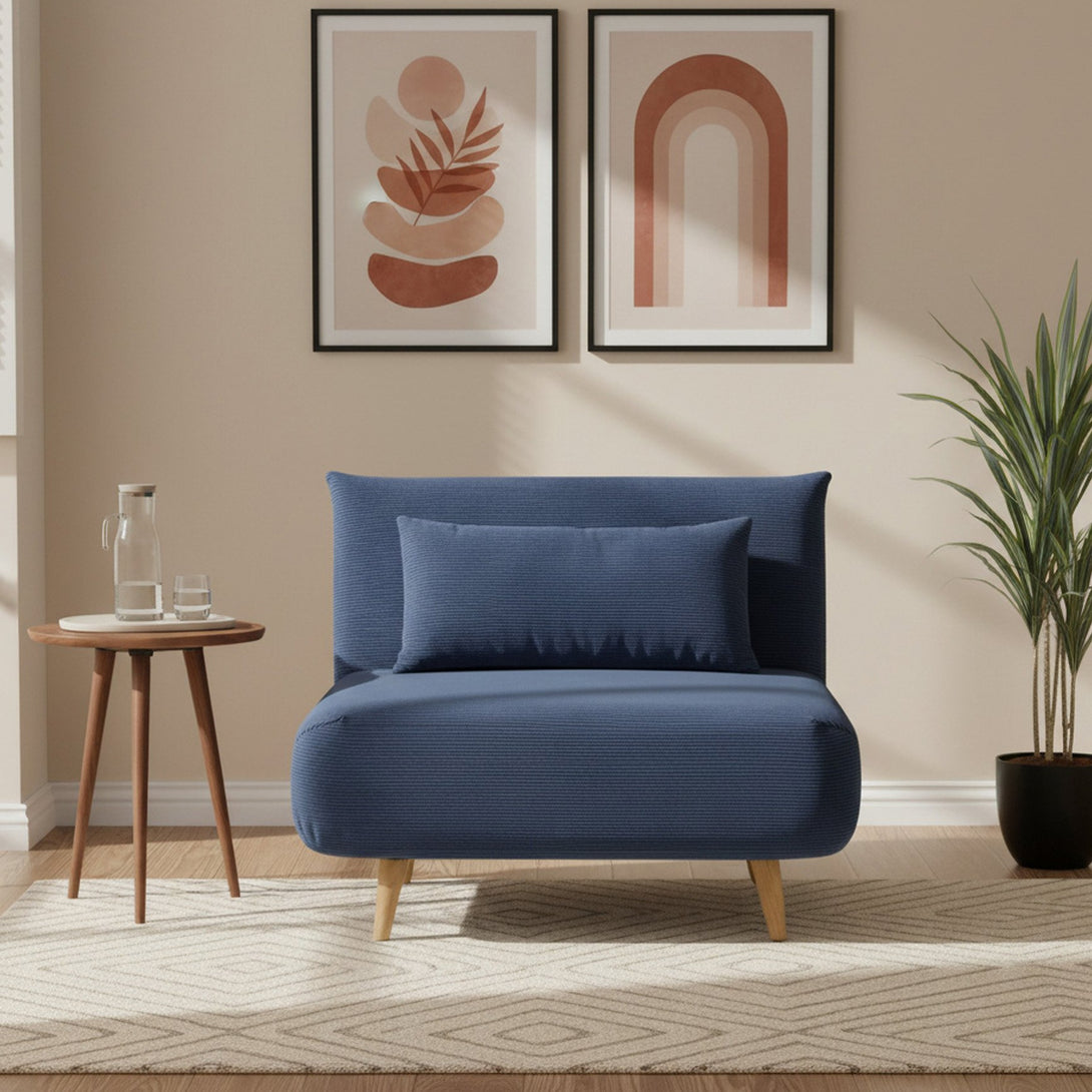 Hastings 1 Seat Fold-Out Sofa Bed - Navy Blue