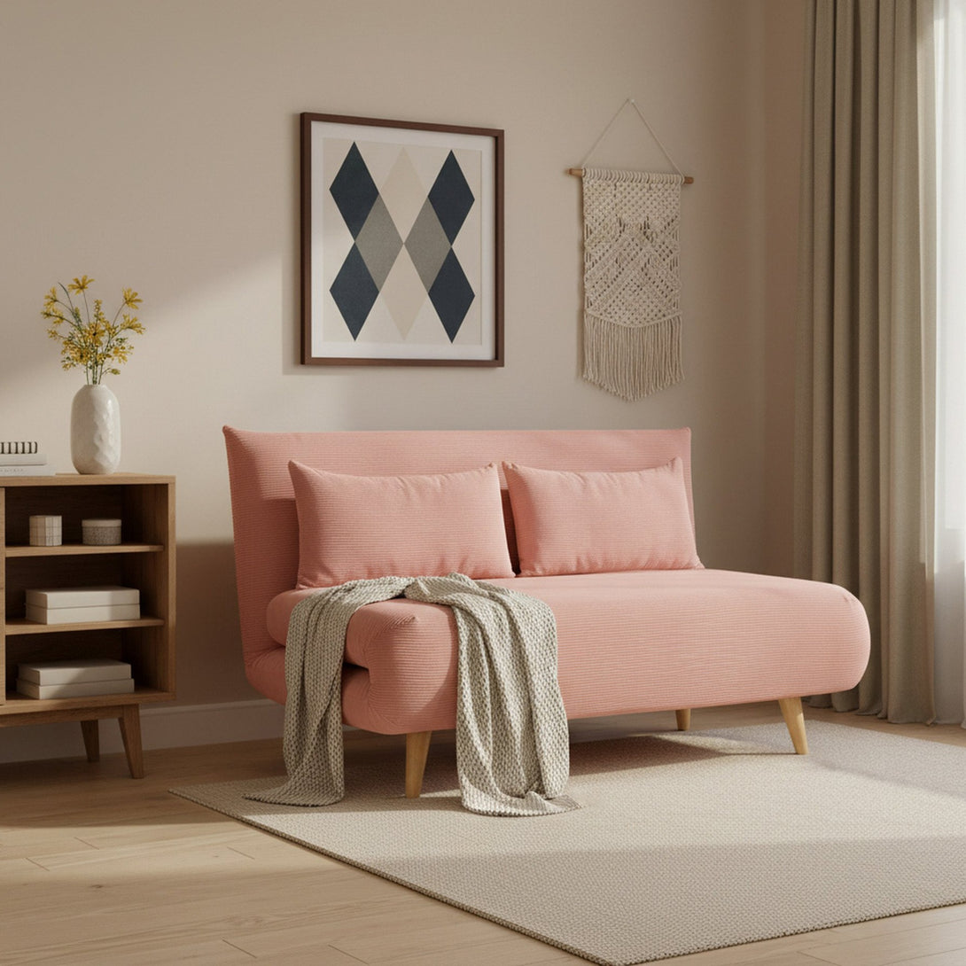 Hastings 2 Seat Fold-Out Sofa Bed - Pink