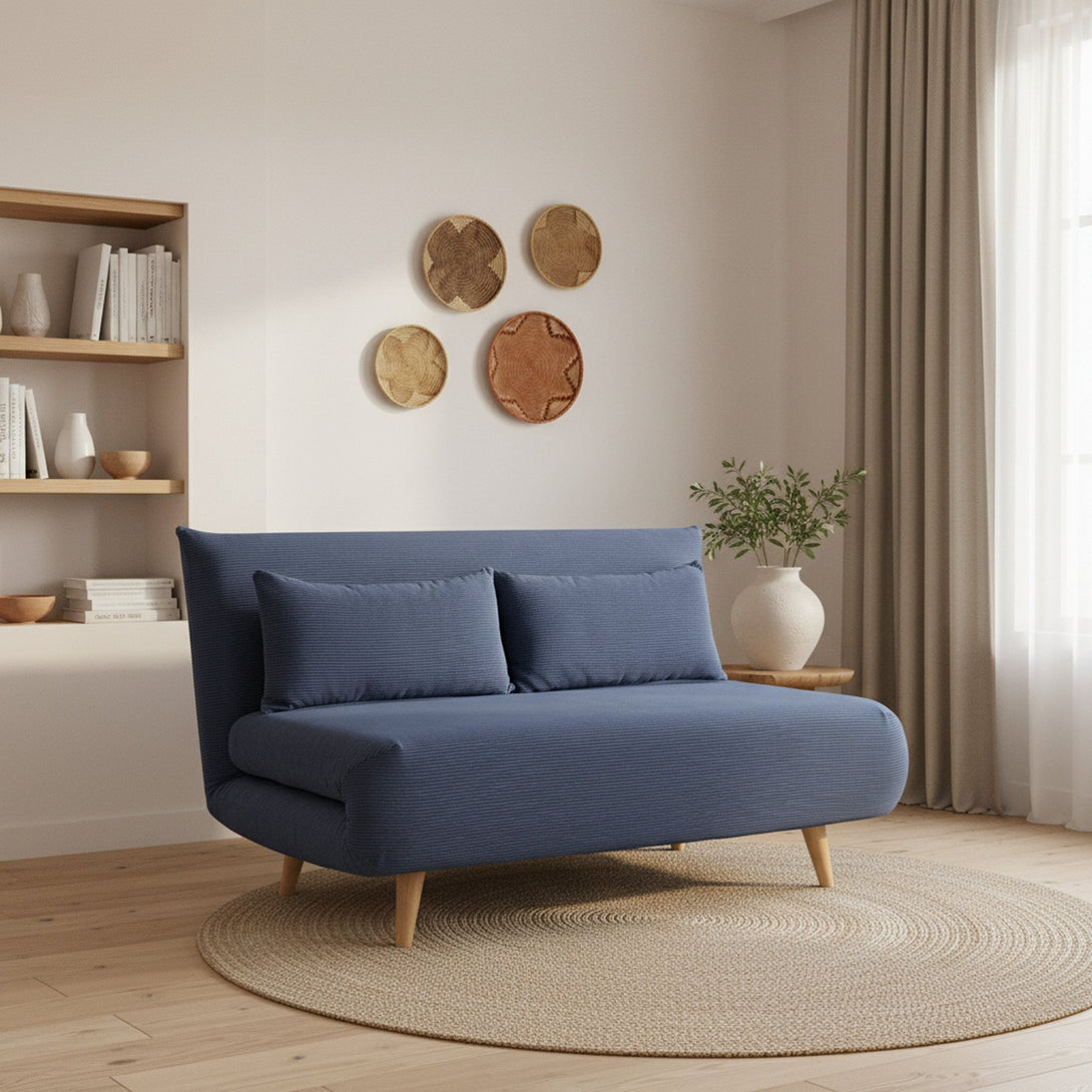 Hastings 2 Seat Fold-Out Sofa Bed - Navy Blue