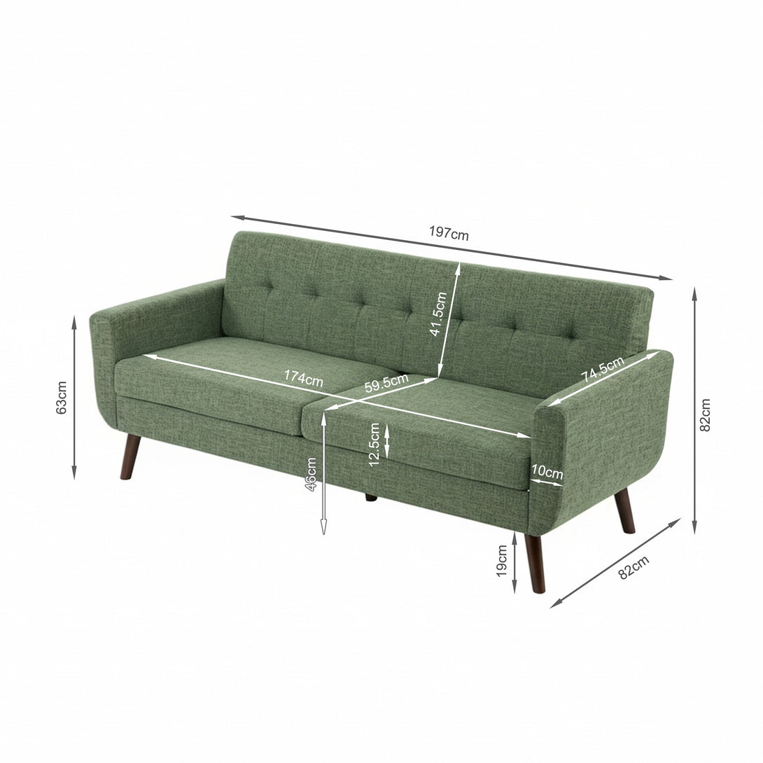 Vibe 3 Seater Sofa - Green