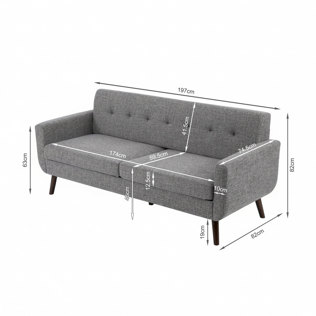Vibe 3 Seater Sofa - Grey