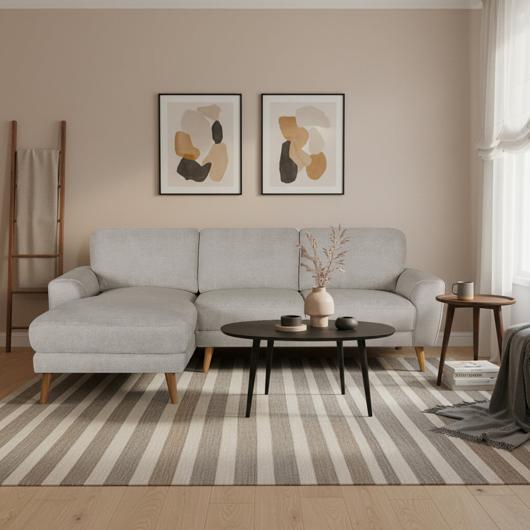 Luno 3 Seater Sofa with Left Facing Chaise - Beige