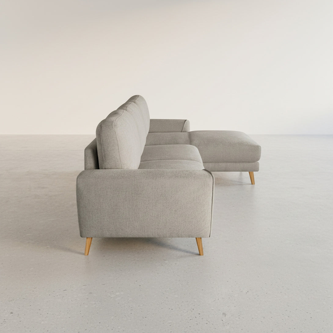 Luno 3 Seater Sofa with Right Facing Chaise - Beige