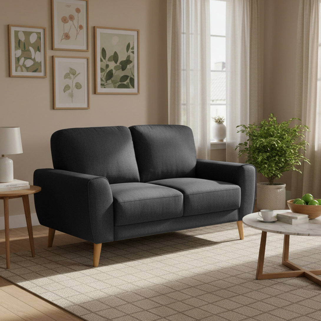 Suki Linen 2 Seater Sofa - Dark Grey