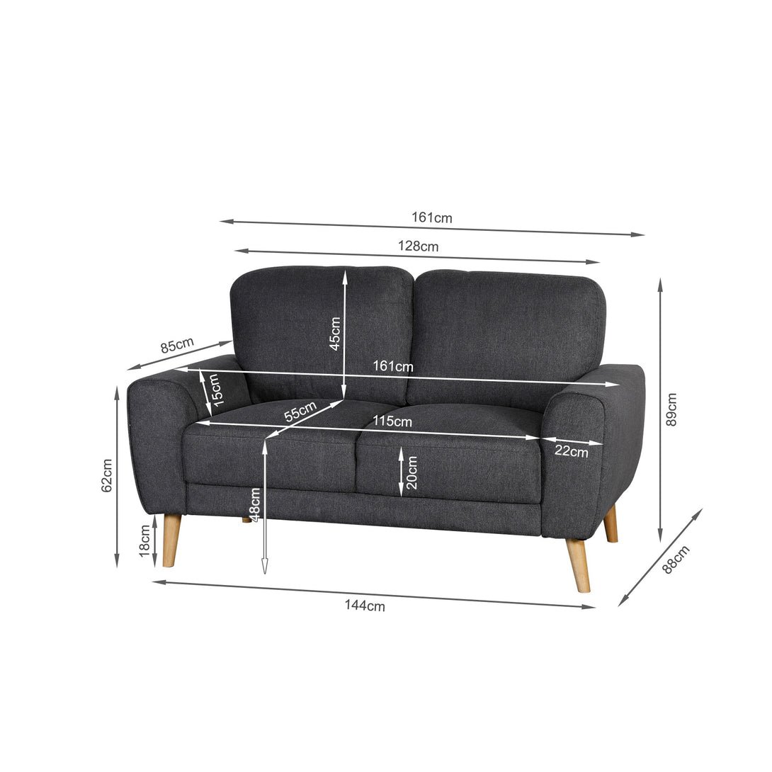 Suki Linen 2 Seater Sofa - Dark Grey