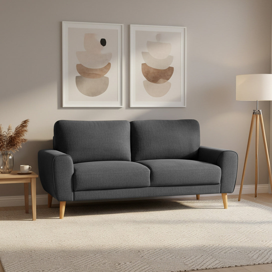 Suki Linen 3 Seater Sofa - Dark Grey