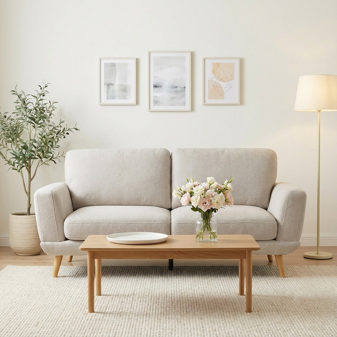 Tova Chenille 3 Seater Sofa - Beige