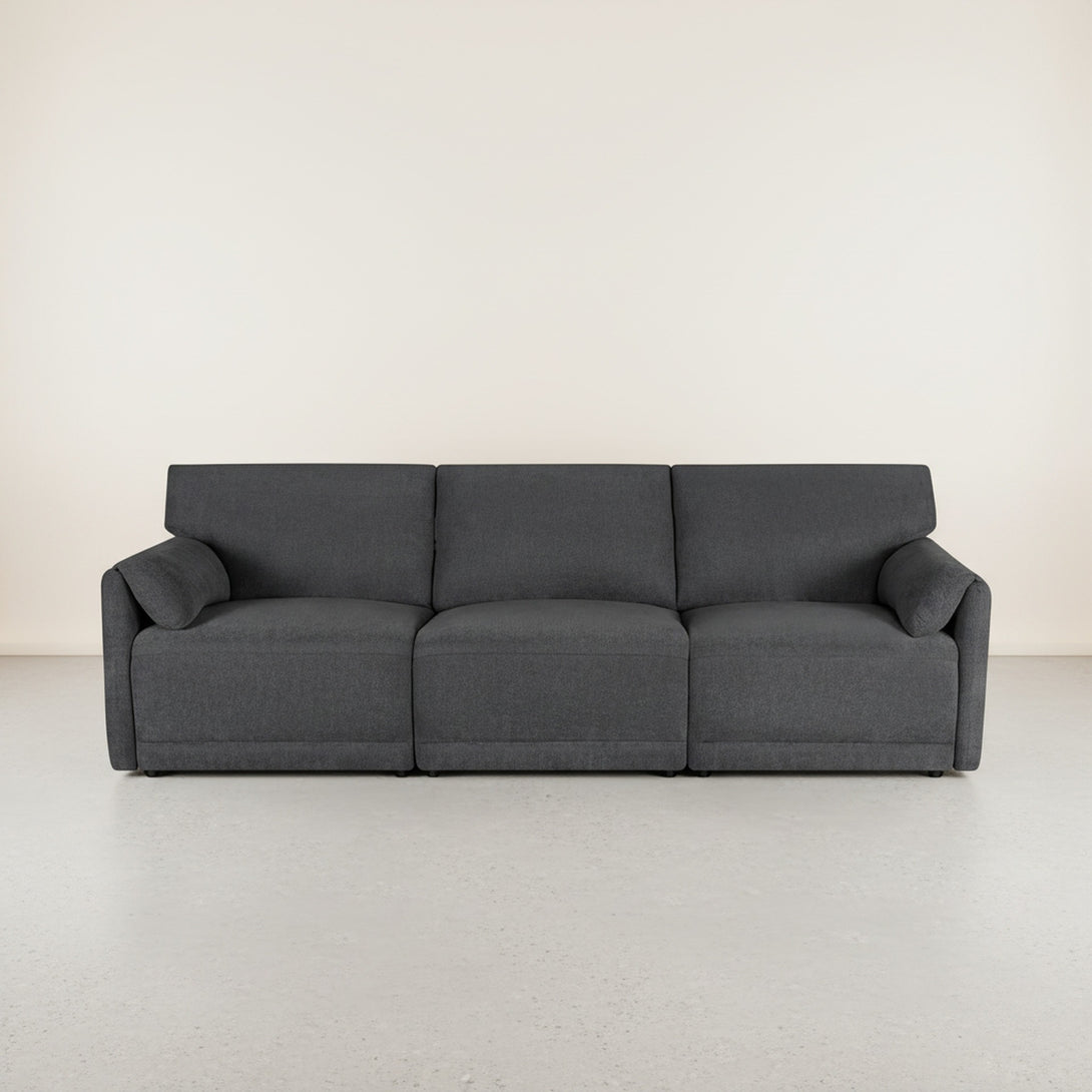 Velvo 3 Seater Modular Sofa with Ottoman - Dark Grey
