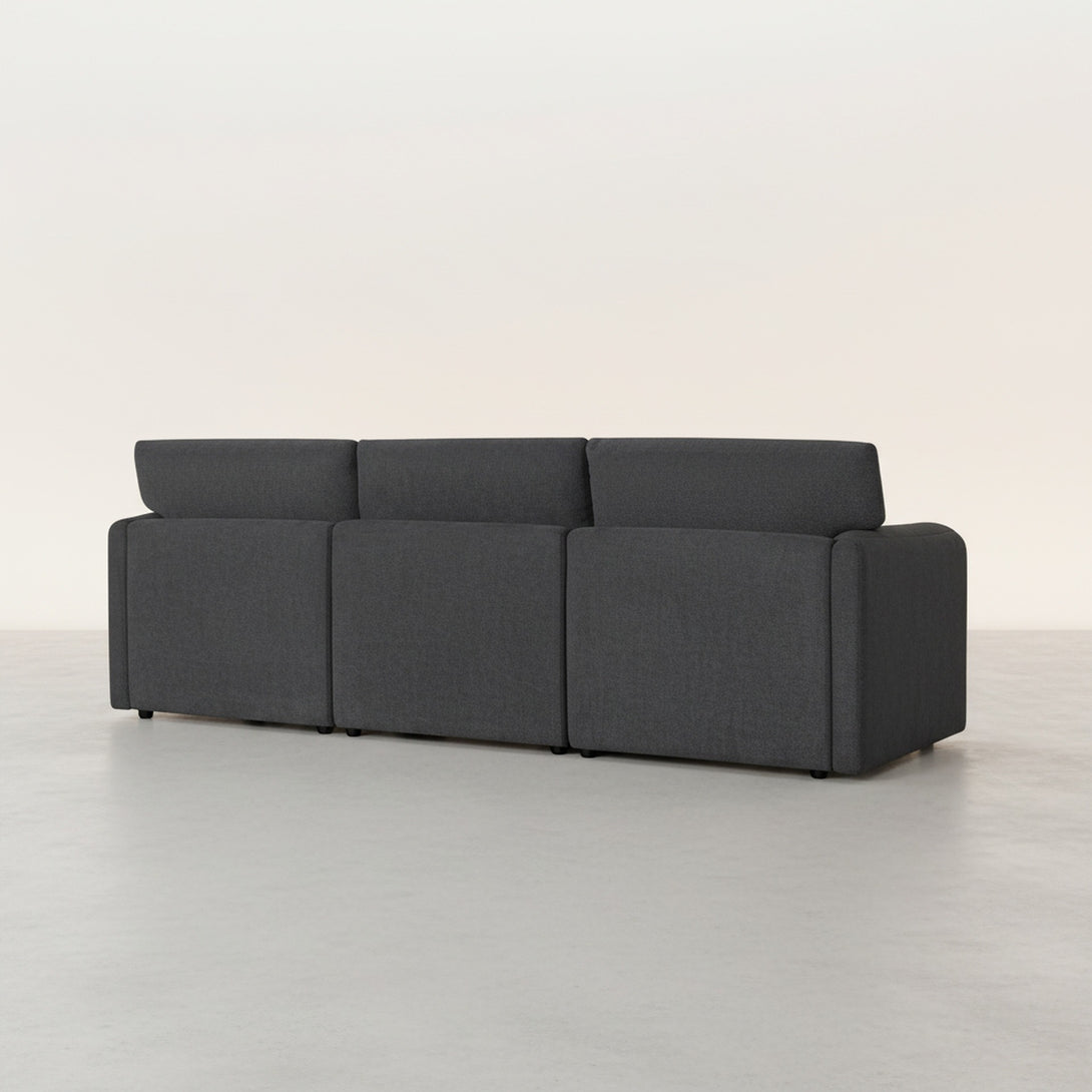 Velvo 3 Seater Modular Sofa with Ottoman - Dark Grey