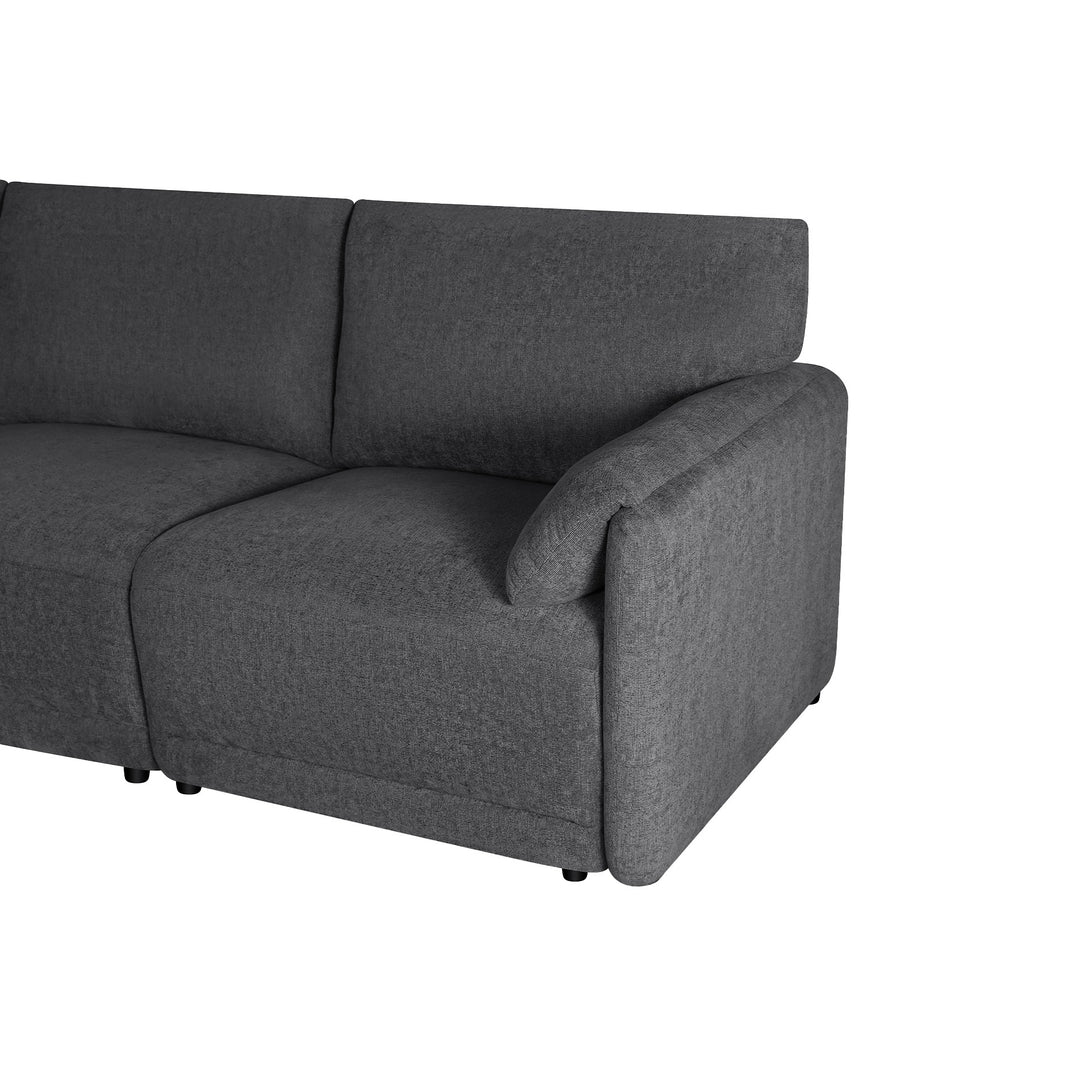 Velvo 3 Seater Modular Sofa with Ottoman - Dark Grey