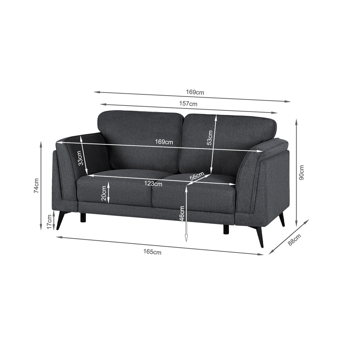 Brulo Linen 2 Seater Sofa - Dark Grey