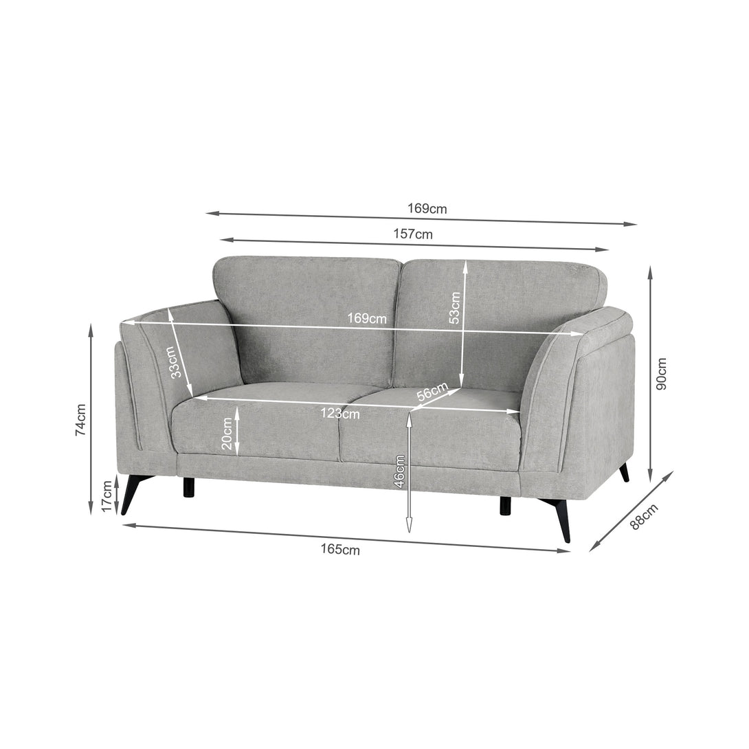 Brulo Linen 2 Seater Sofa - Light Grey