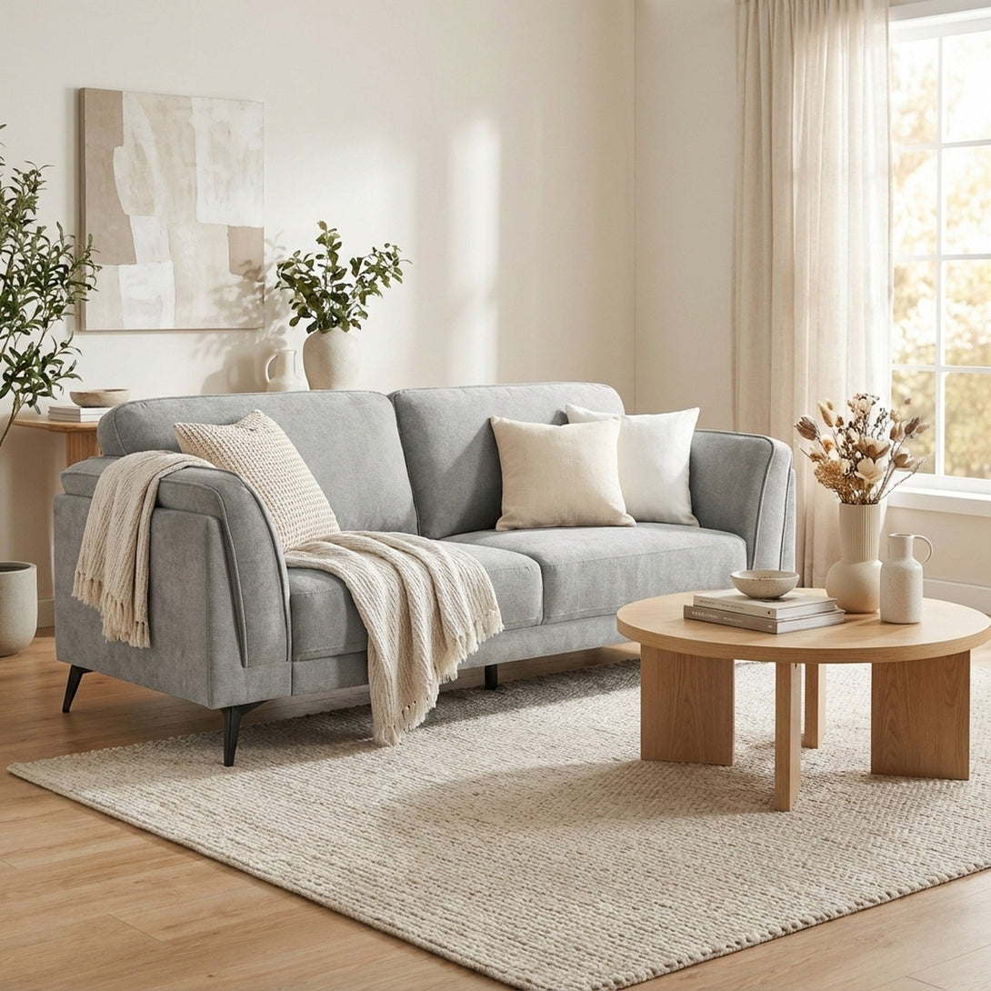 Brulo Linen 3 Seater Sofa - Light Grey