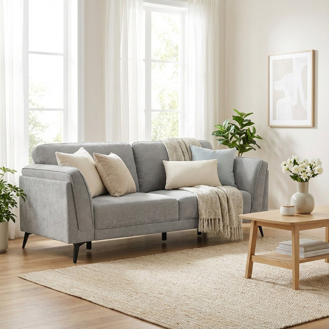 Brulo Linen 3 Seater Sofa - Light Grey