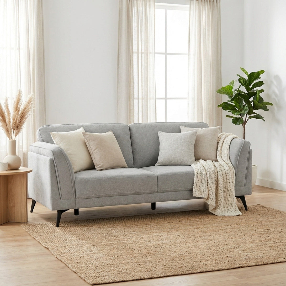 Brulo Linen 3 Seater Sofa - Light Grey