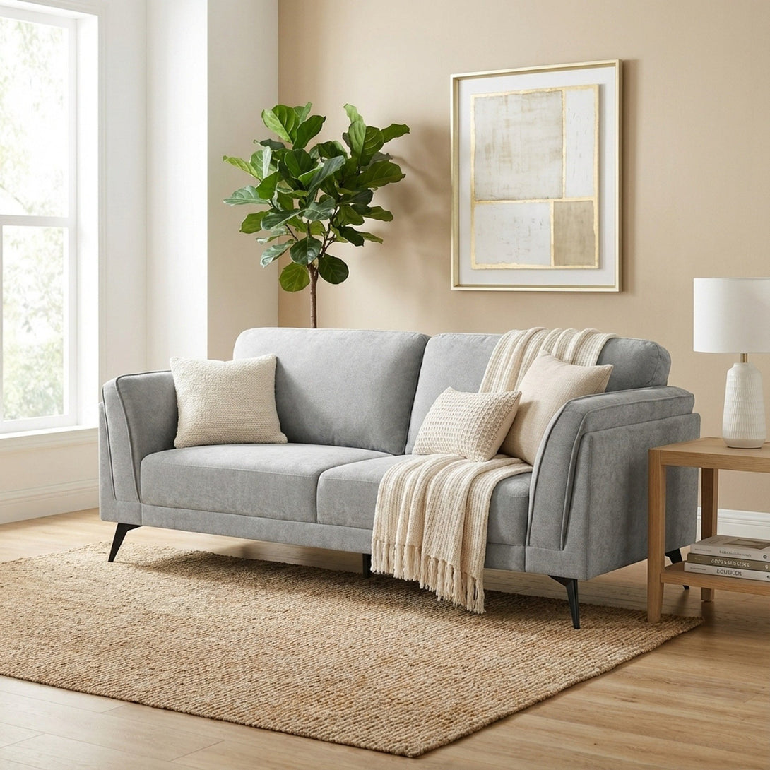 Brulo Linen 3 Seater Sofa - Light Grey