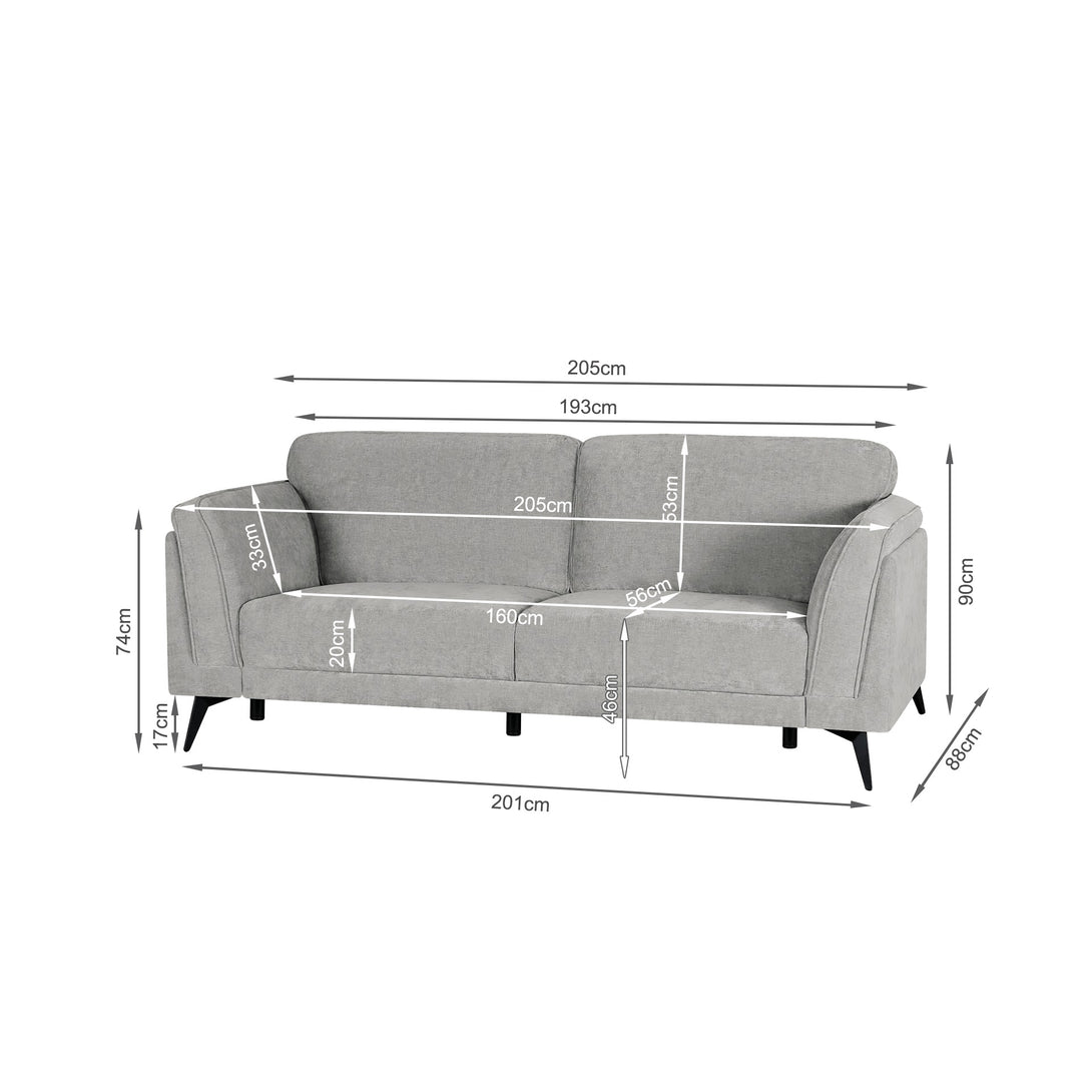 Brulo Linen 3 Seater Sofa - Light Grey
