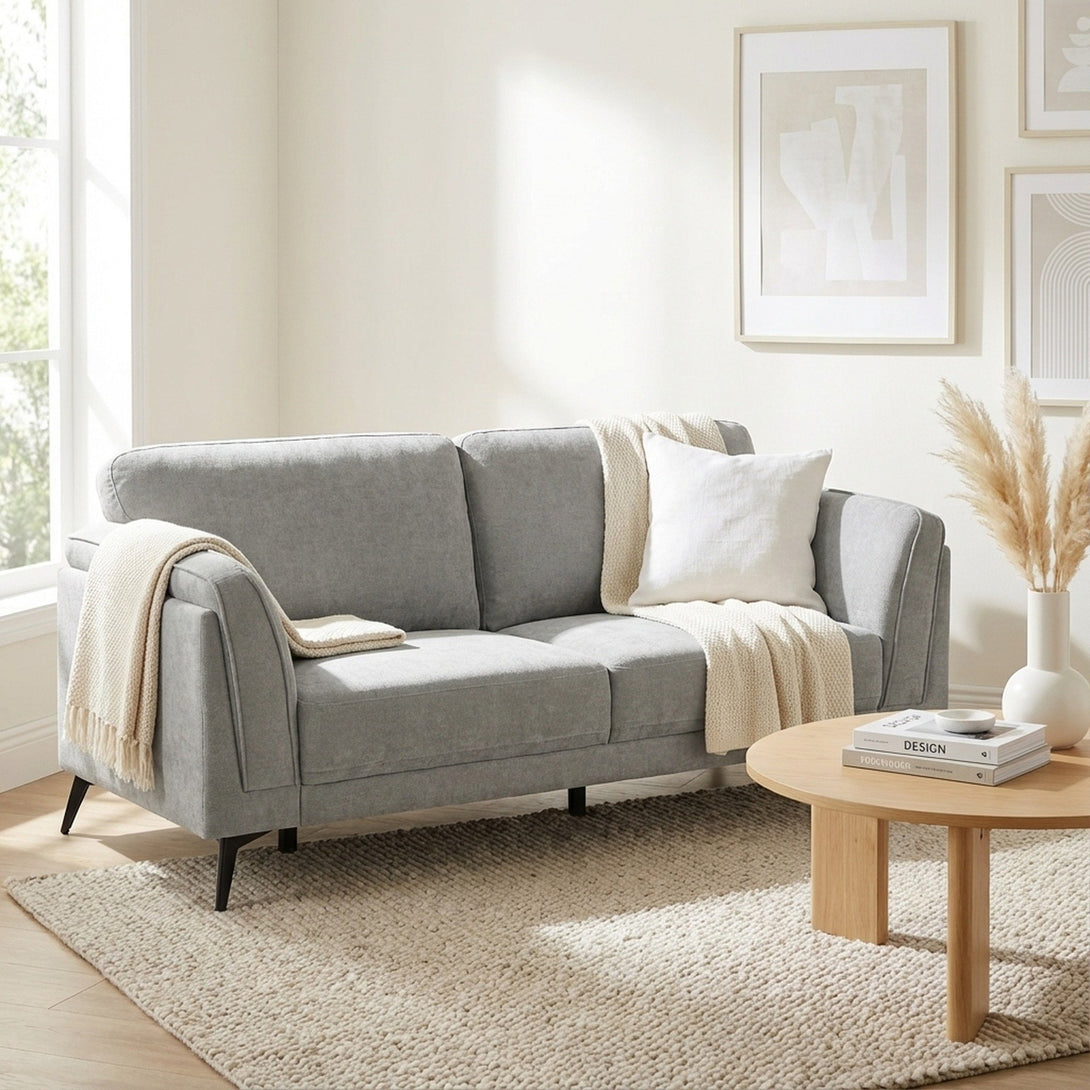 Brulo Linen 3 Seater Sofa - Light Grey