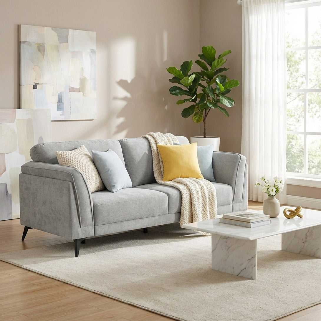Brulo Linen 3 Seater Sofa - Light Grey
